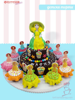 Детска торта Кукла Сладкиш (Cupcake surprise)