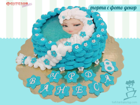 Детска торта с крем и фото декор Elza